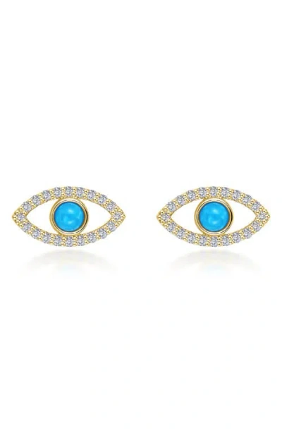 Lafonn Reconstituted Turquoise Evil Eye Earrings In Gold