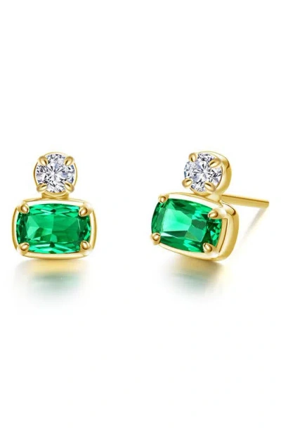 Lafonn Regal Cushion Cut Simulated Diamond Stud Earrings In Green