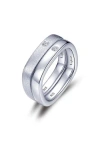 Lafonn Set Of 2 Simulated Diamond Brushed & Polished Band Rings In White