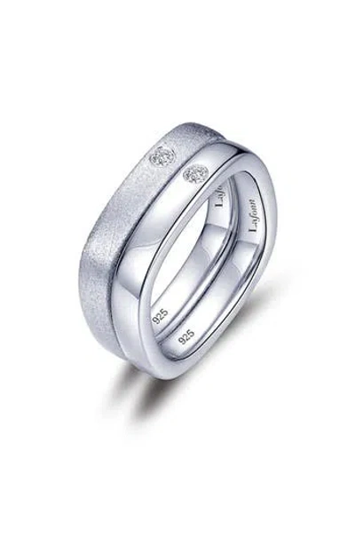 Lafonn Set Of 2 Simulated Diamond Brushed & Polished Band Rings In White