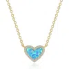 Lafonn Simulated Blue Opal & Simulated Diamond Heart Pendant Necklace In Gold/blue
