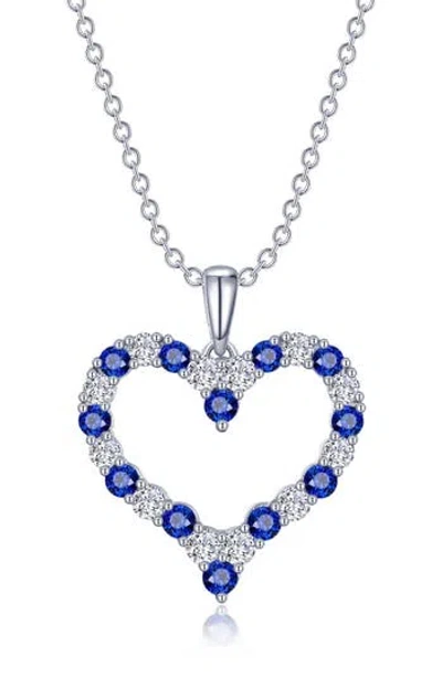 Lafonn Simulated Diamond & Lab Grown Gemstone Open Heart Pendant Necklace In Metallic
