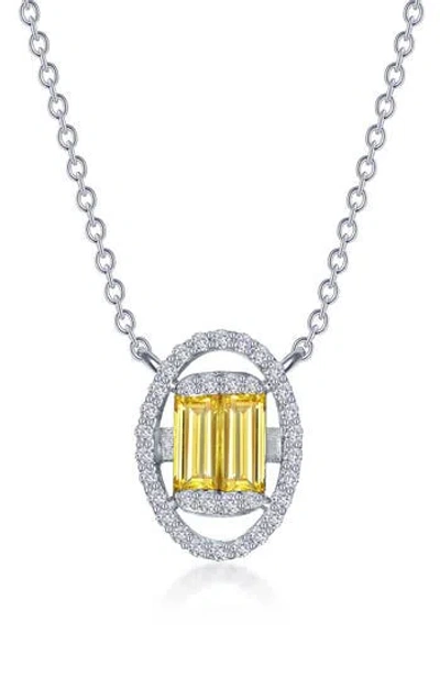 Lafonn Simulated Diamond & Simulated Canary Sapphire Pendant Necklace In Metallic