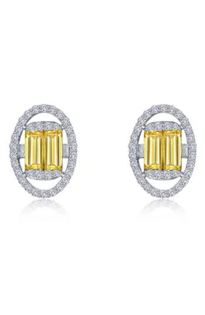 Lafonn Simulated Diamond & Simulated Canary Sapphire Stud Earrings In Metallic