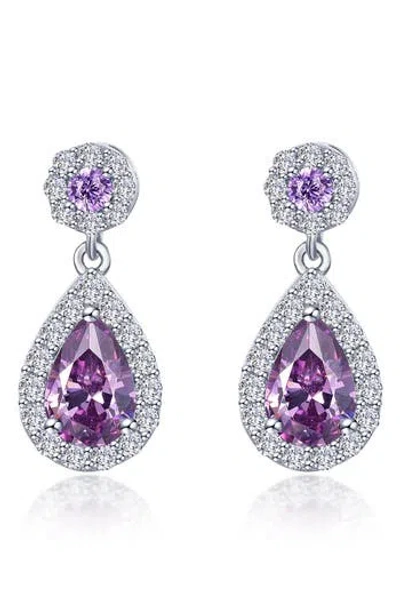 Lafonn Simulated Diamond & Simulated Semiprecious Stone Pear Drop Earrings In Purple
