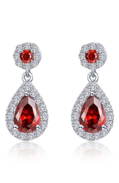 Lafonn Simulated Diamond & Simulated Semiprecious Stone Pear Drop Earrings In Red