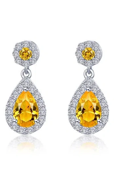 Lafonn Simulated Diamond & Simulated Semiprecious Stone Pear Drop Earrings In Yellow