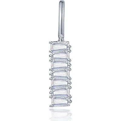 Lafonn Simulated Diamond Baguette Bar Charm In Silver