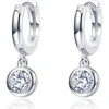 Lafonn Simulated Diamond Bezel Drop Sterling Silver Huggie Hoops In White/silver