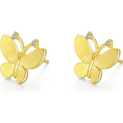 Lafonn Simulated Diamond Butterfly Earrings In Gold/white