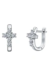 Lafonn Simulated Diamond Cross Huggie Hoop Earrings In White