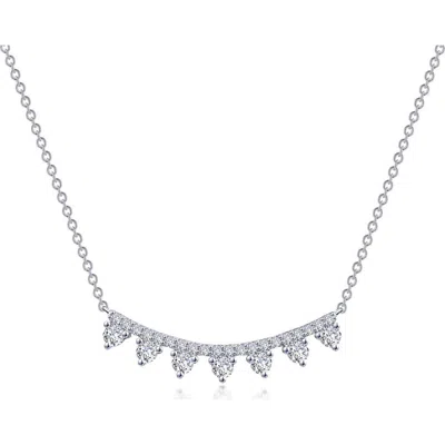 Lafonn Simulated Diamond Curved Bar Pendant Necklace In Neutral