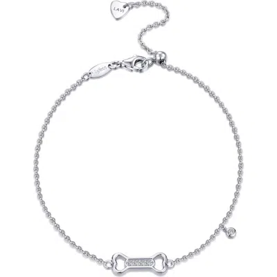 Lafonn Simulated Diamond Dog Bone Charm Bracelet In White