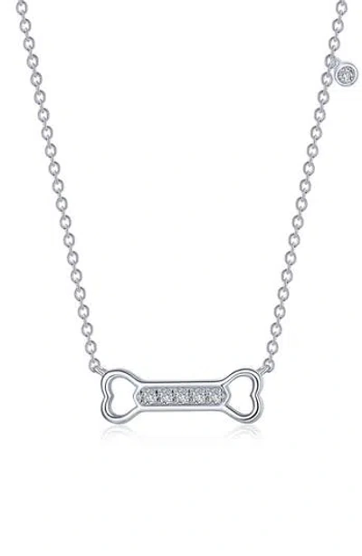 Lafonn Simulated Diamond Dog Bone Pendant Necklace In Pattern