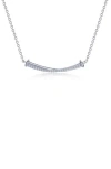 Lafonn Simulated Diamond Double Curved Bar Pendant Necklace In White