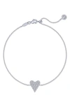 Lafonn Simulated Diamond Heart Anklet In Metallic