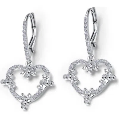 Lafonn Simulated Diamond Heart Drop Earrings In Silver