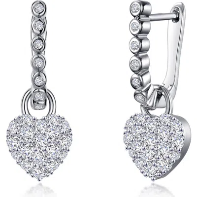 Lafonn Simulated Diamond Heart Huggie Earrings In Metallic