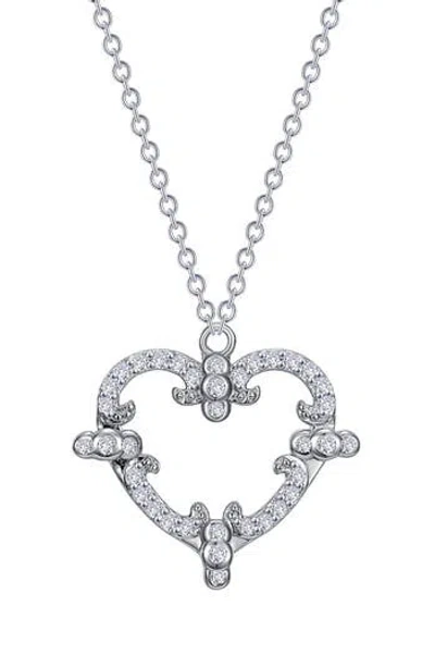 Lafonn Simulated Diamond Heart Pendant Necklace In Metallic