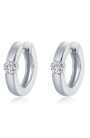 Lafonn Simulated Diamond Huggie Hoop Earrings In Platinum/white
