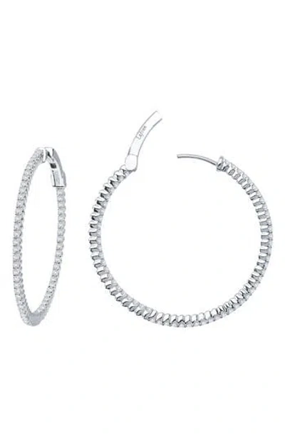 Lafonn Simulated Diamond Inside Out Hoop Earrings In Silver