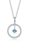 Lafonn Simulated Diamond Lab-created Birthstone Reversible Pendant Necklace In Aqua/march