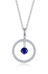 Lafonn Simulated Diamond Lab-created Birthstone Reversible Pendant Necklace In Blue/september