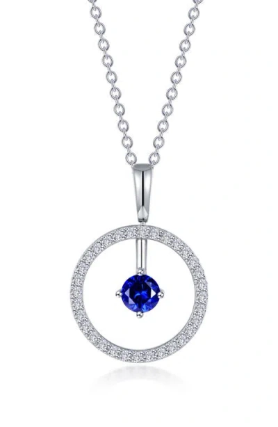 Lafonn Simulated Diamond Lab-created Birthstone Reversible Pendant Necklace In Blue/september