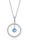 Lafonn Simulated Diamond Lab-created Birthstone Reversible Pendant Necklace In Light Blue/december