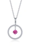 Lafonn Simulated Diamond Lab-created Birthstone Reversible Pendant Necklace In Pink/october