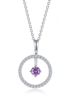 Lafonn Simulated Diamond Lab-created Birthstone Reversible Pendant Necklace In Purple/june