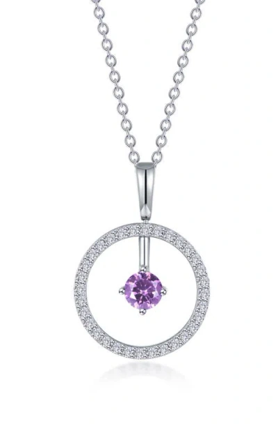 Lafonn Simulated Diamond Lab-created Birthstone Reversible Pendant Necklace In Purple/june