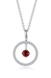 Lafonn Simulated Diamond Lab-created Birthstone Reversible Pendant Necklace In Red/january