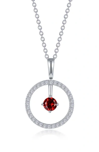 Lafonn Simulated Diamond Lab-created Birthstone Reversible Pendant Necklace In Red/january