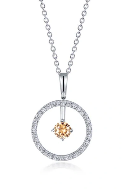 Lafonn Simulated Diamond Lab-created Birthstone Reversible Pendant Necklace In Yellow/november