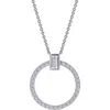 Lafonn Simulated Diamond Open Circle Pendant Necklace In White