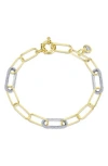 Lafonn Simulated Diamond Paper Clip Chain Bracelet In Gold