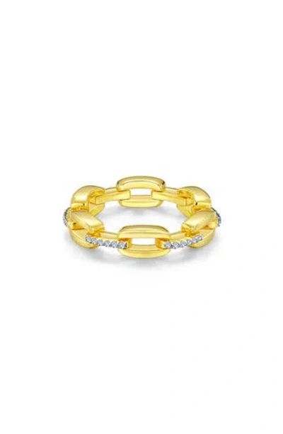 Lafonn Simulated Diamond Paper Clip Chain Ring In Gold