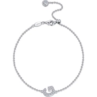 Lafonn Simulated Diamond Pavé Initial Bracelet In Metallic