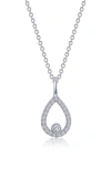 Lafonn Simulated Diamond Pear Pendant Necklace In Silver