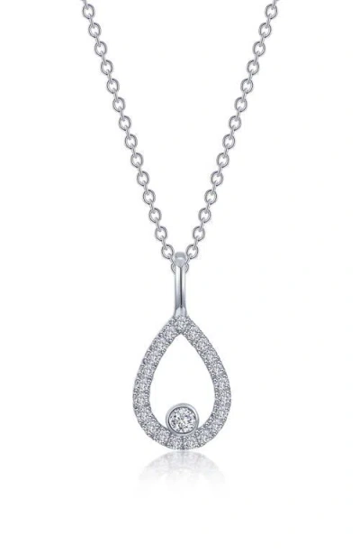 Lafonn Simulated Diamond Pear Pendant Necklace In Silver