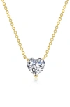 Lafonn Simulated Diamond Solitaire Heart Pendant Necklace In White/gold