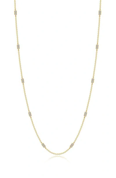 Lafonn Simulated Diamond Station Necklace In Gold/ White