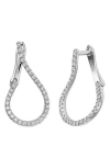 Lafonn Simulated Diamond Teardrop Small Hoop Earrings In White