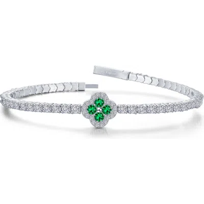 Lafonn Simulated Emerald Clover Flexible Bangle In Red