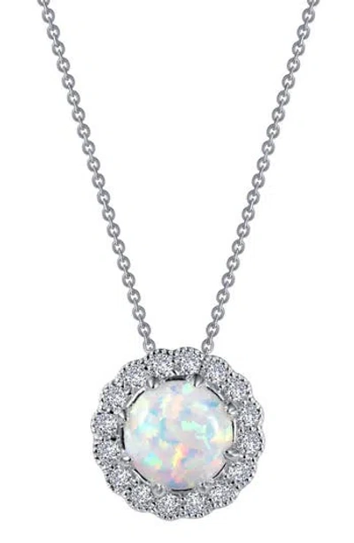 Lafonn Simulated Opal & Simulated Diamond Halo Pendant Necklace In Metallic