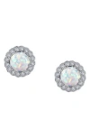 Lafonn Simulated Opal & Simulated Diamond Halo Stud Earrings In Metallic