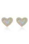 Lafonn Simulated Opal & Simulated Diamond Heart Stud Earrings In White