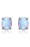 Lafonn Simulated Opal Stud Earrings In White