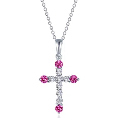 Lafonn Simulated Semiprecious Birthstone Cross Necklace In Metallic